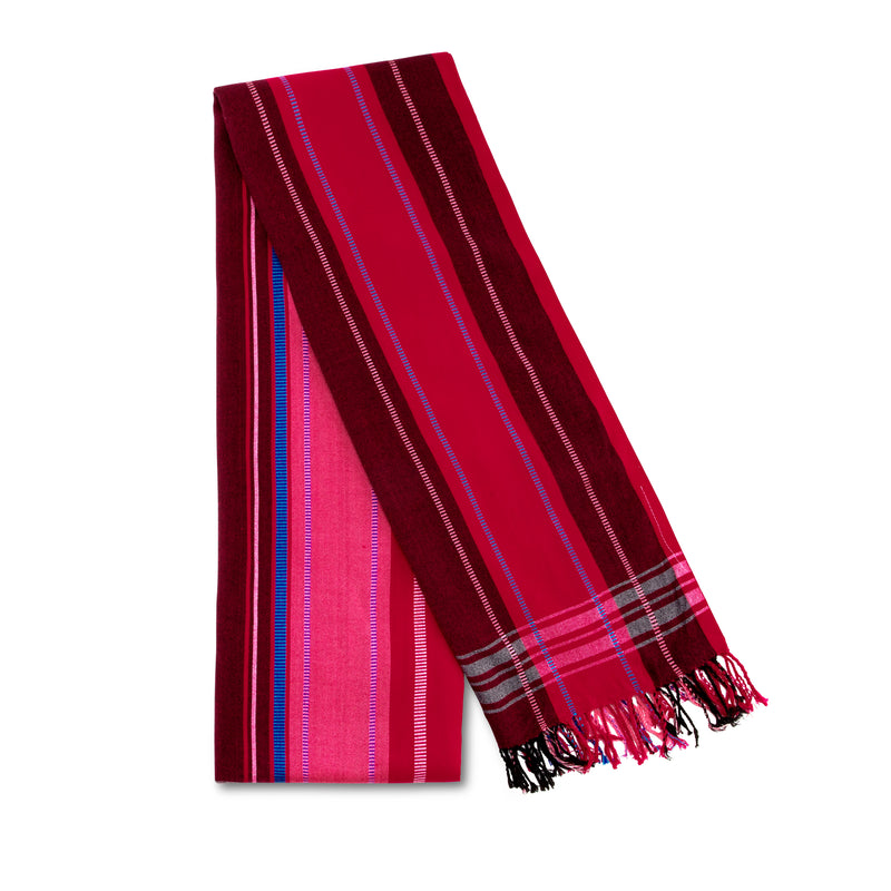 MARA | Burgundy & Pink Kikoy  Scarf/Wrap