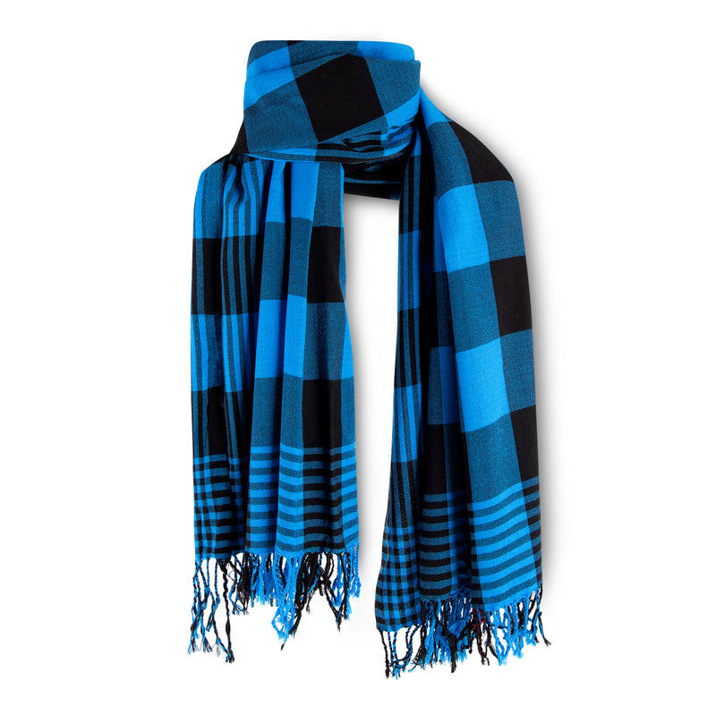 MARA | Black & Blue Checkered Kikoy Scarf/Wrap