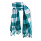 MARA | Teal Green & White Checkered Kikoy Scarf/Wrap
