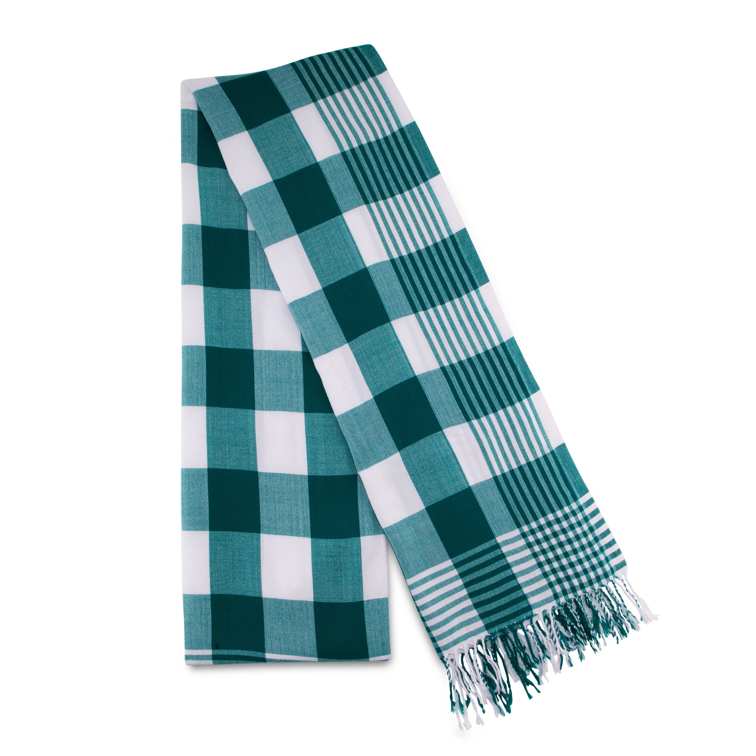 MARA | Teal Green & White Checkered Kikoy Scarf/Wrap