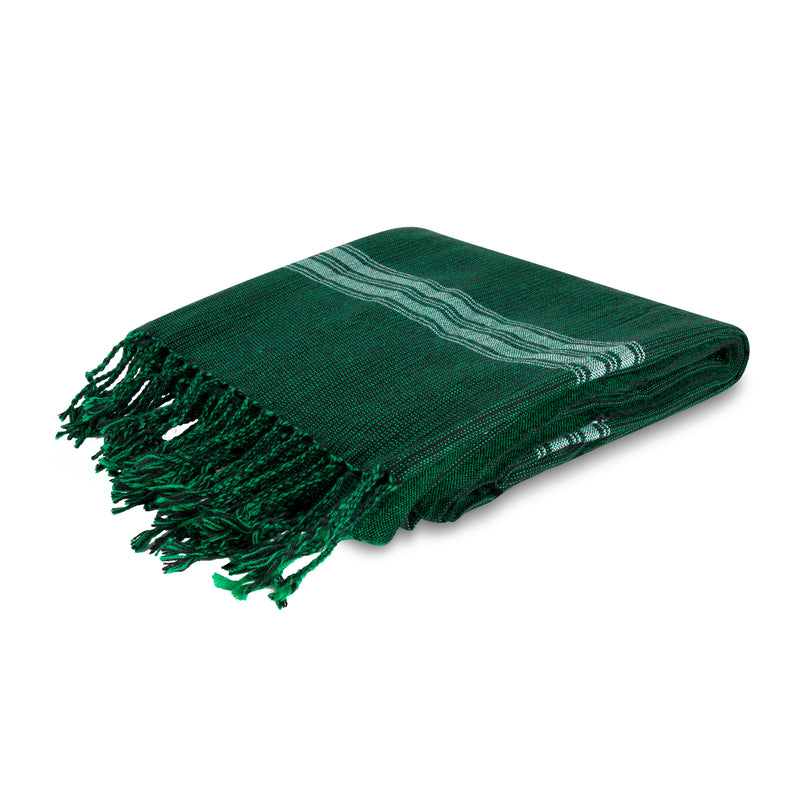 MARA | Forest Green & White Kikoy Scarf/Wrap