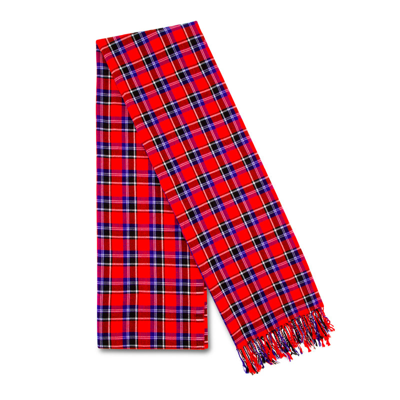 MARA | Red & Indigo Blue Checkered Kikoy Scarf/Wrap