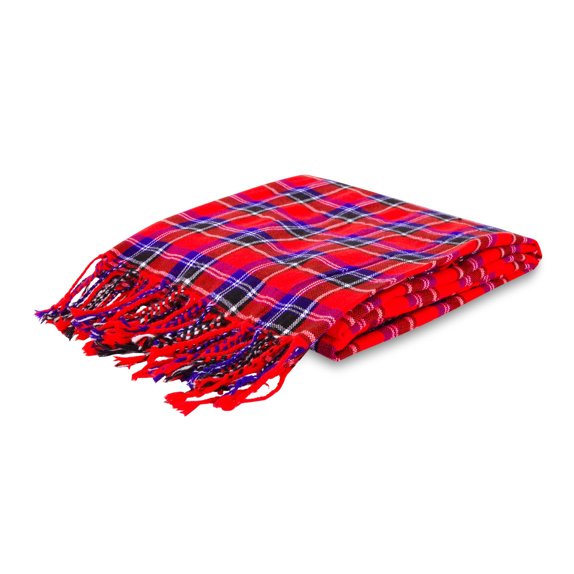 MARA | Red & Indigo Blue Checkered Kikoy Scarf/Wrap