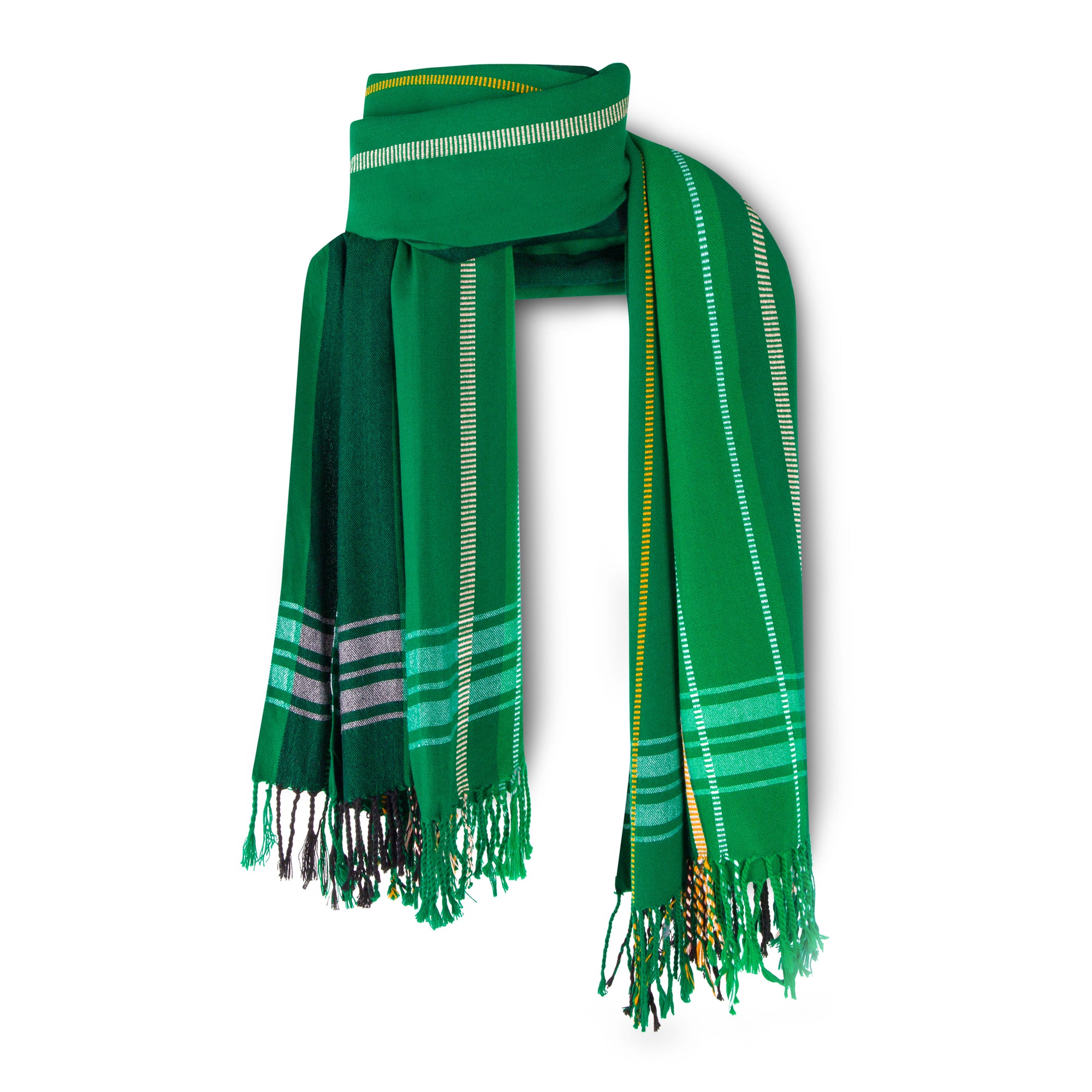MARA | Three Tone Green & White Kikoy Scarf/Wrap
