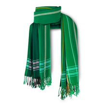 MARA | Three Tone Green & White Kikoy Scarf/Wrap