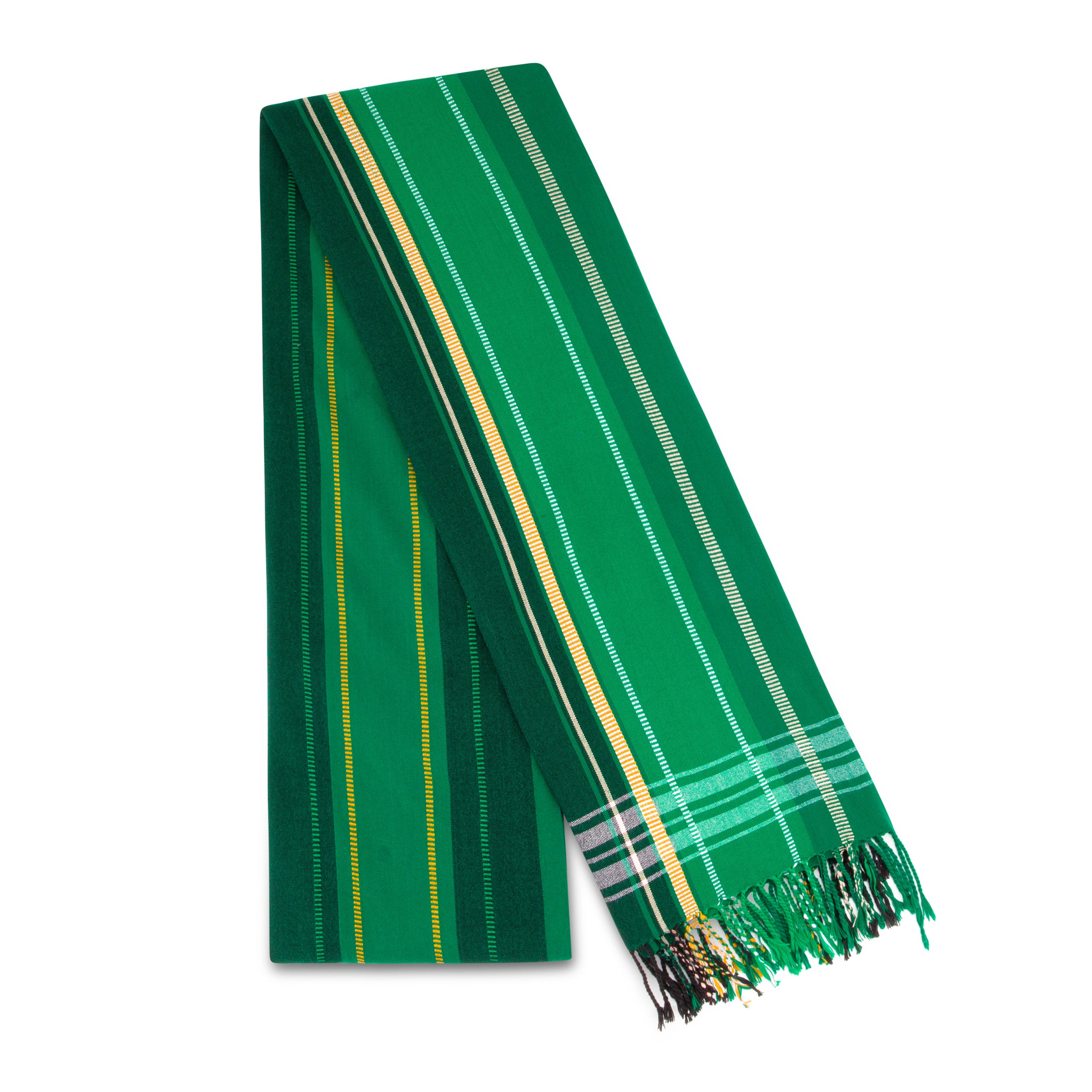 MARA | Three Tone Green & White Kikoy Scarf/Wrap