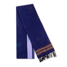 Deep Indigo Blue & Yellow Kikoy Scarf/Wrap