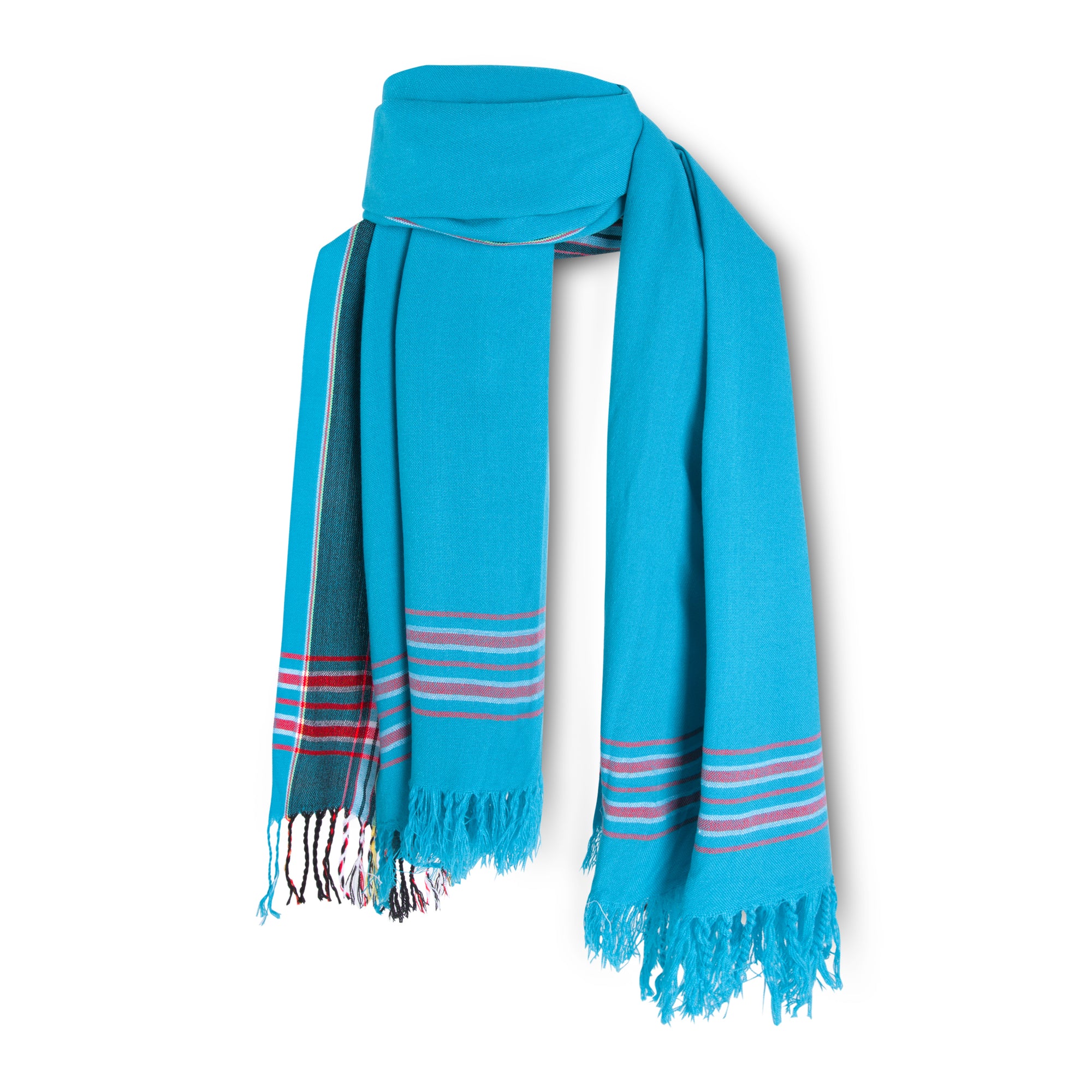 MARA | Sky Blue, Teal, Pink & White Kikoy Scarf/Wrap
