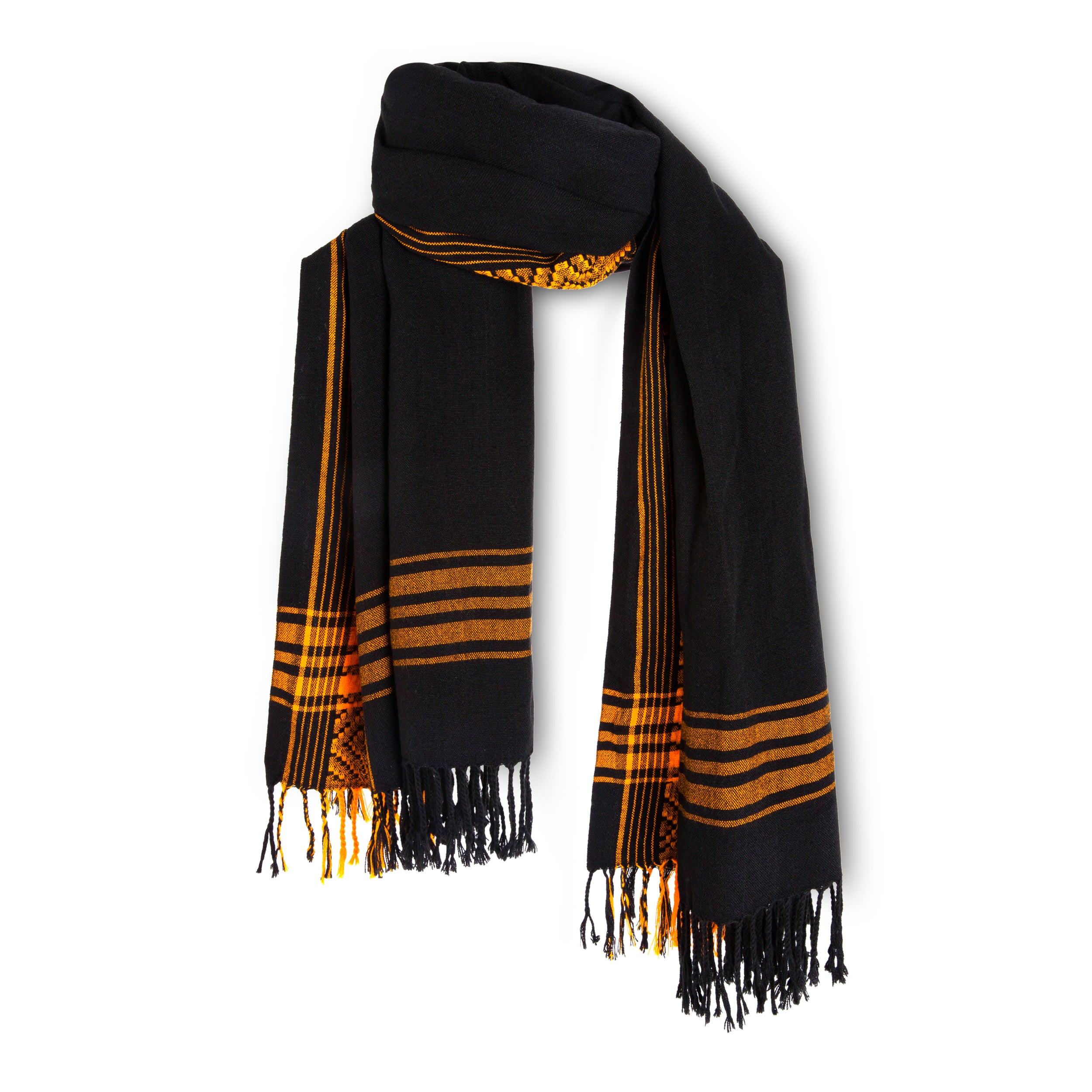 Black & Gold Striped Kikoy Scarf/Wrap