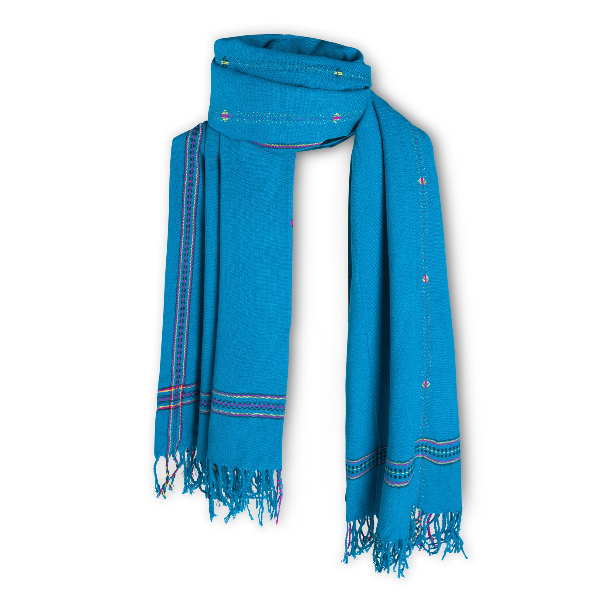 MARA | Sky Blue, Pink & Yellow Kikoy Scarf/Wrap