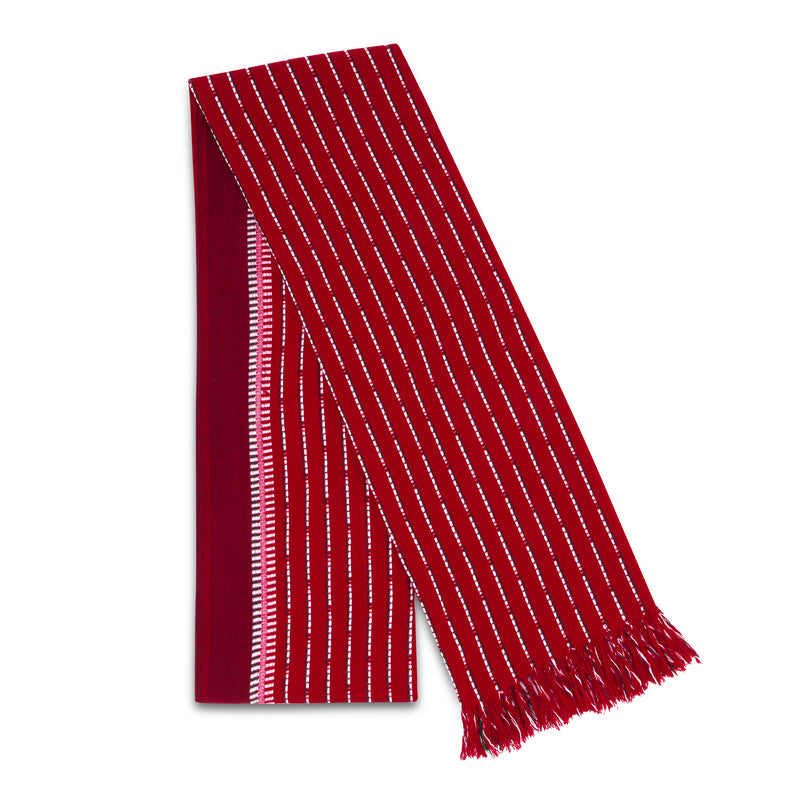 MARA | Deep Red & White Kikoy  Scarf/Wrap