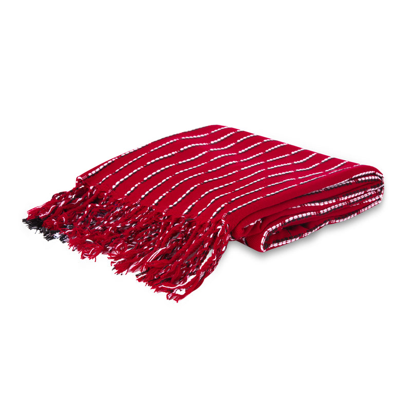 MARA | Deep Red & White Kikoy  Scarf/Wrap
