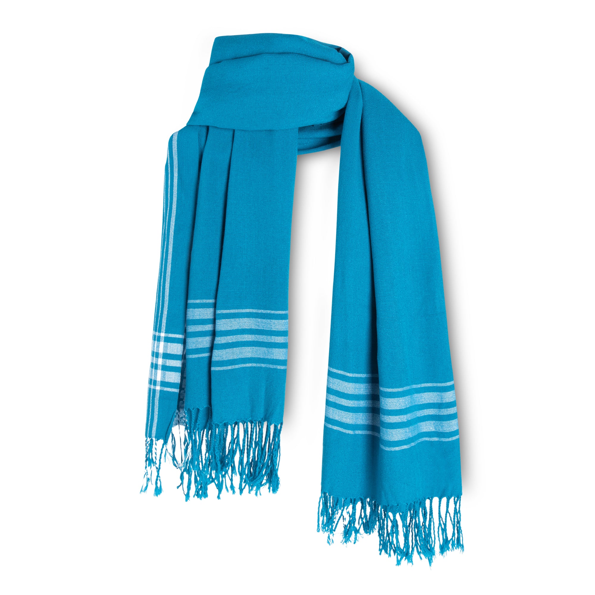 MARA | Sky Blue & White 3 stripe Kikoy Scarf/Wrap
