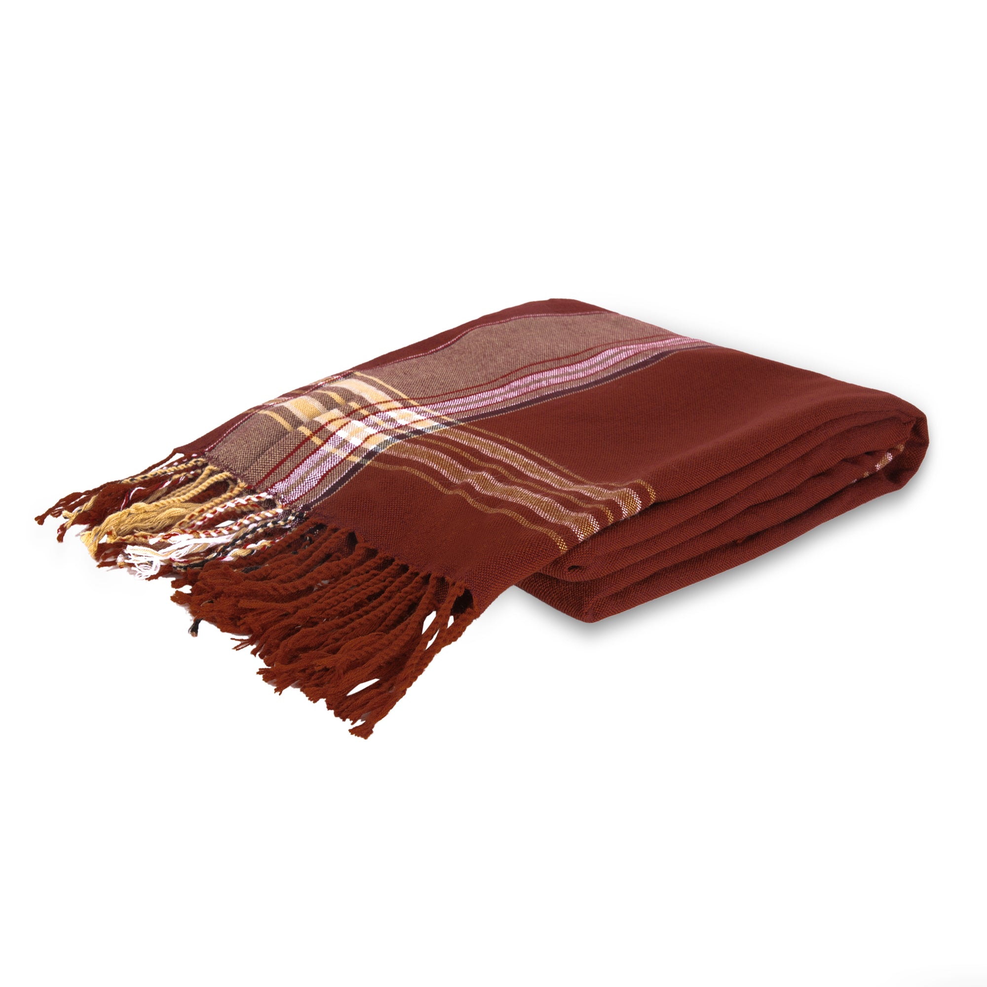 Earth Brown & Beige Stripped Kikoy Scarf/Wrap