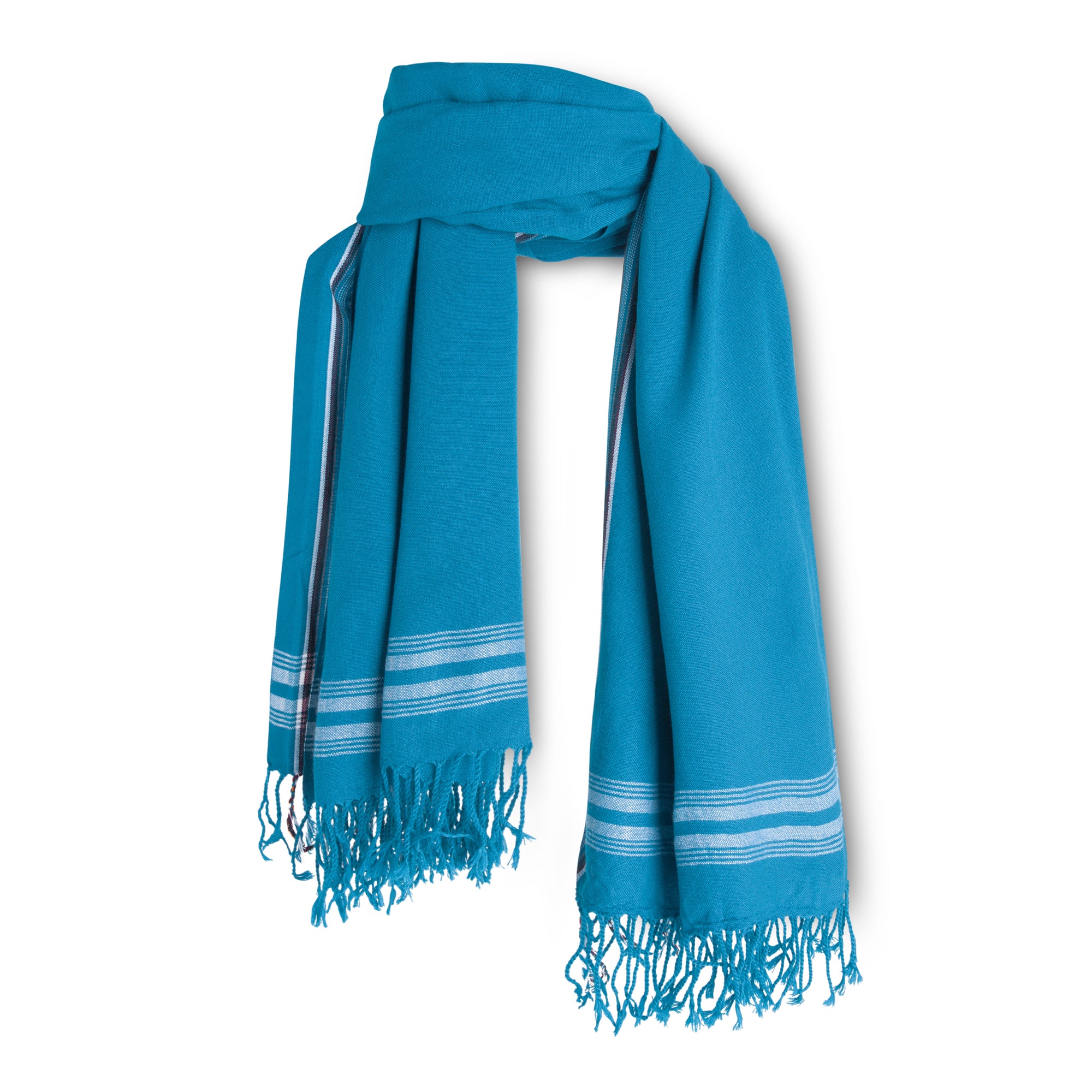 MARA | Sky Blue & White 2 stripe Kikoy Scarf/Wrap