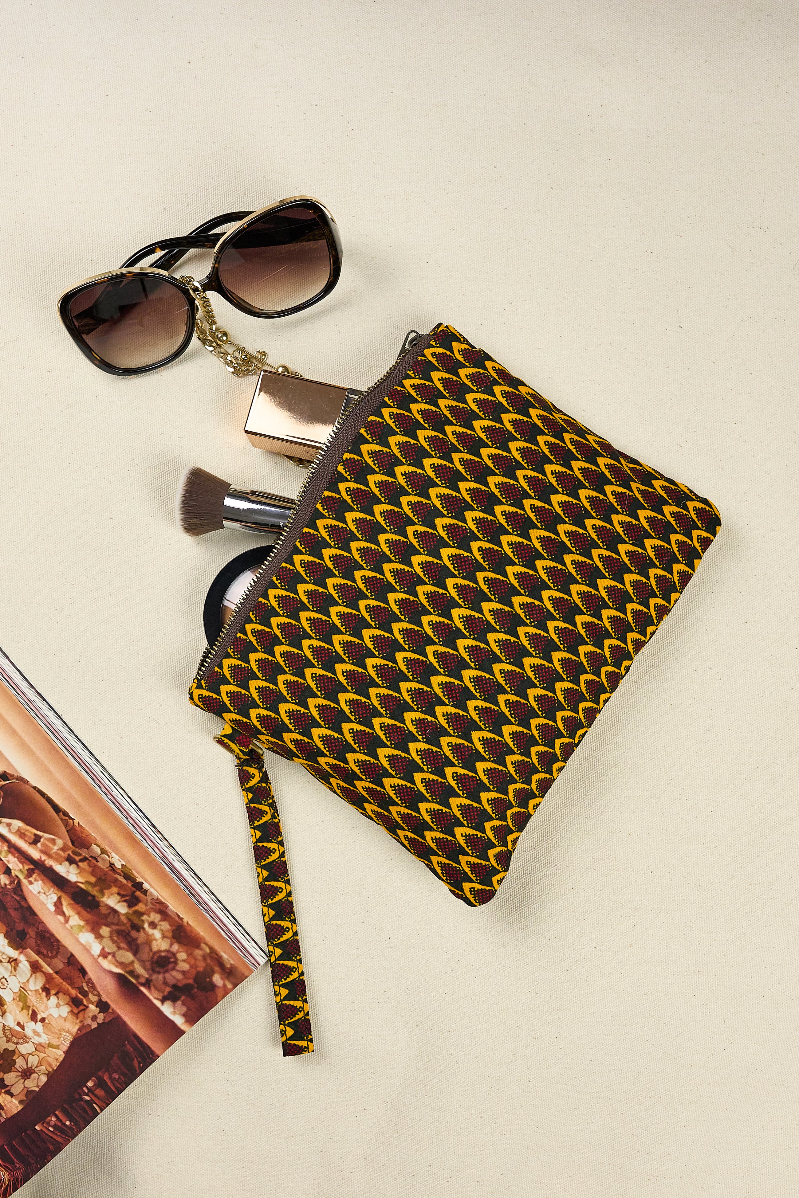 ZOLA | Black & Yellow Pineapple Print Ankara Hobo Bag