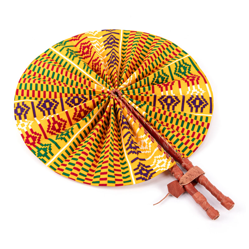 MFRAMA | Yellow Multicolour Ankara Folding Hand Fan