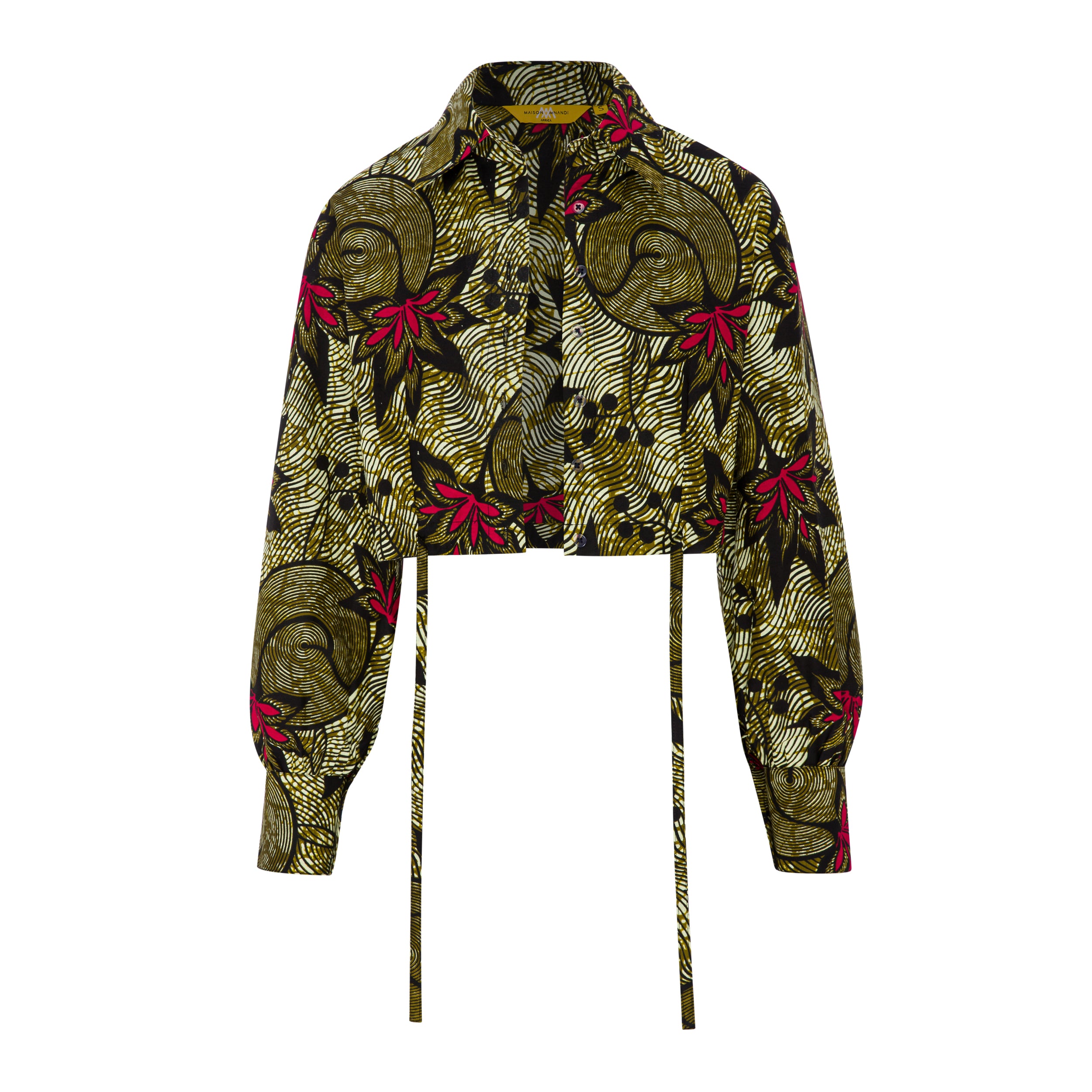 DIJE | Olive Green & Red Ankara Bolero Crop Jacket