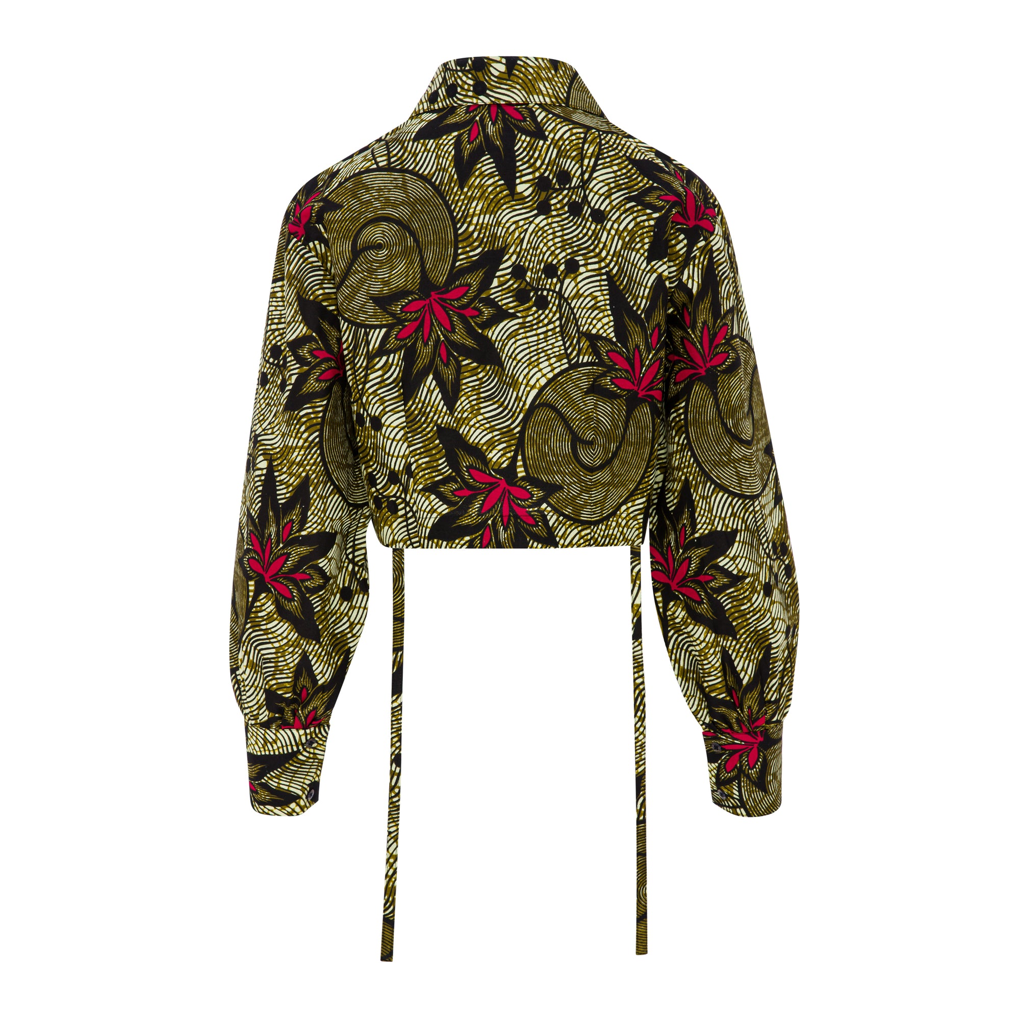 DIJE | Olive Green & Red Ankara Bolero Crop Jacket