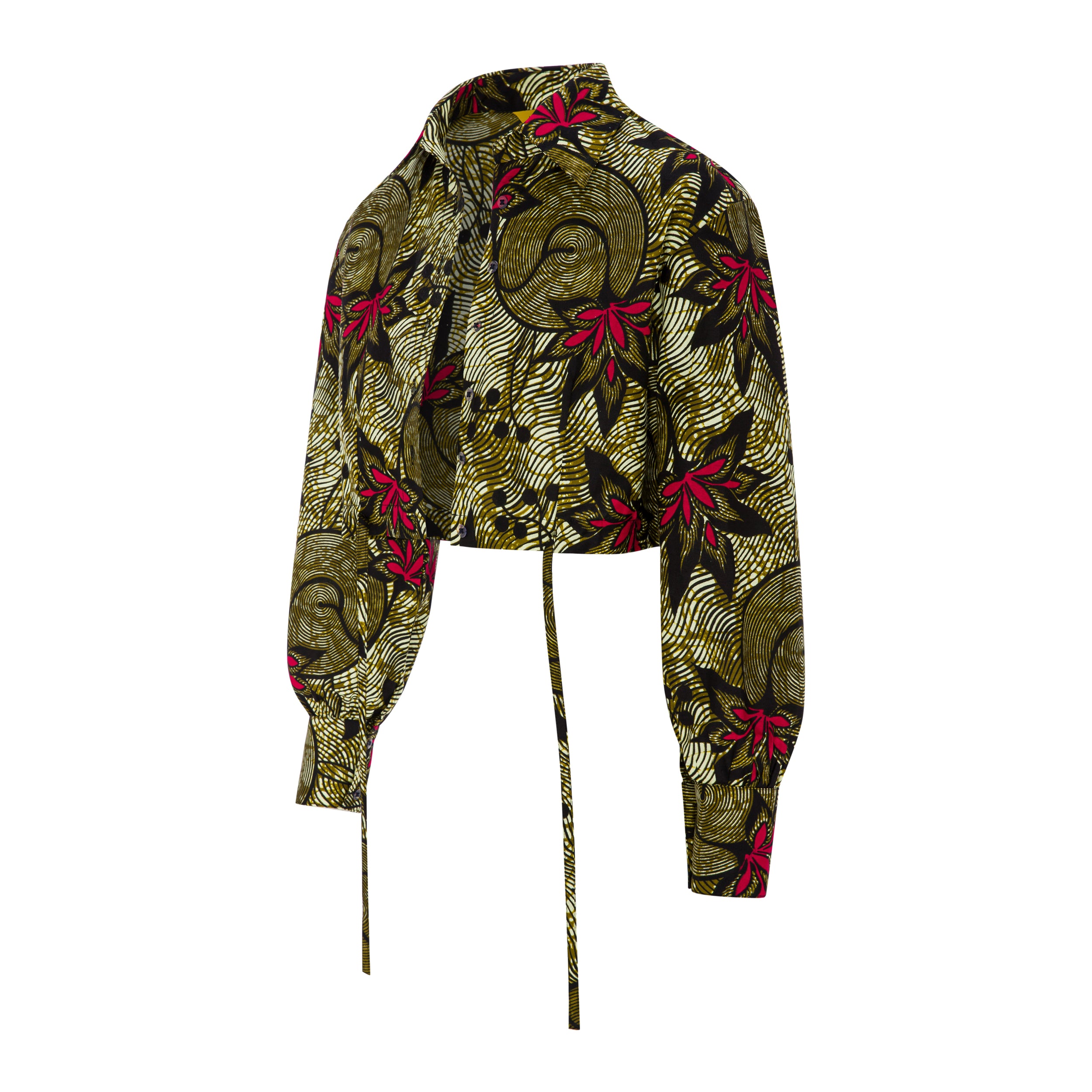 DIJE | Olive Green & Red Ankara Bolero Crop Jacket
