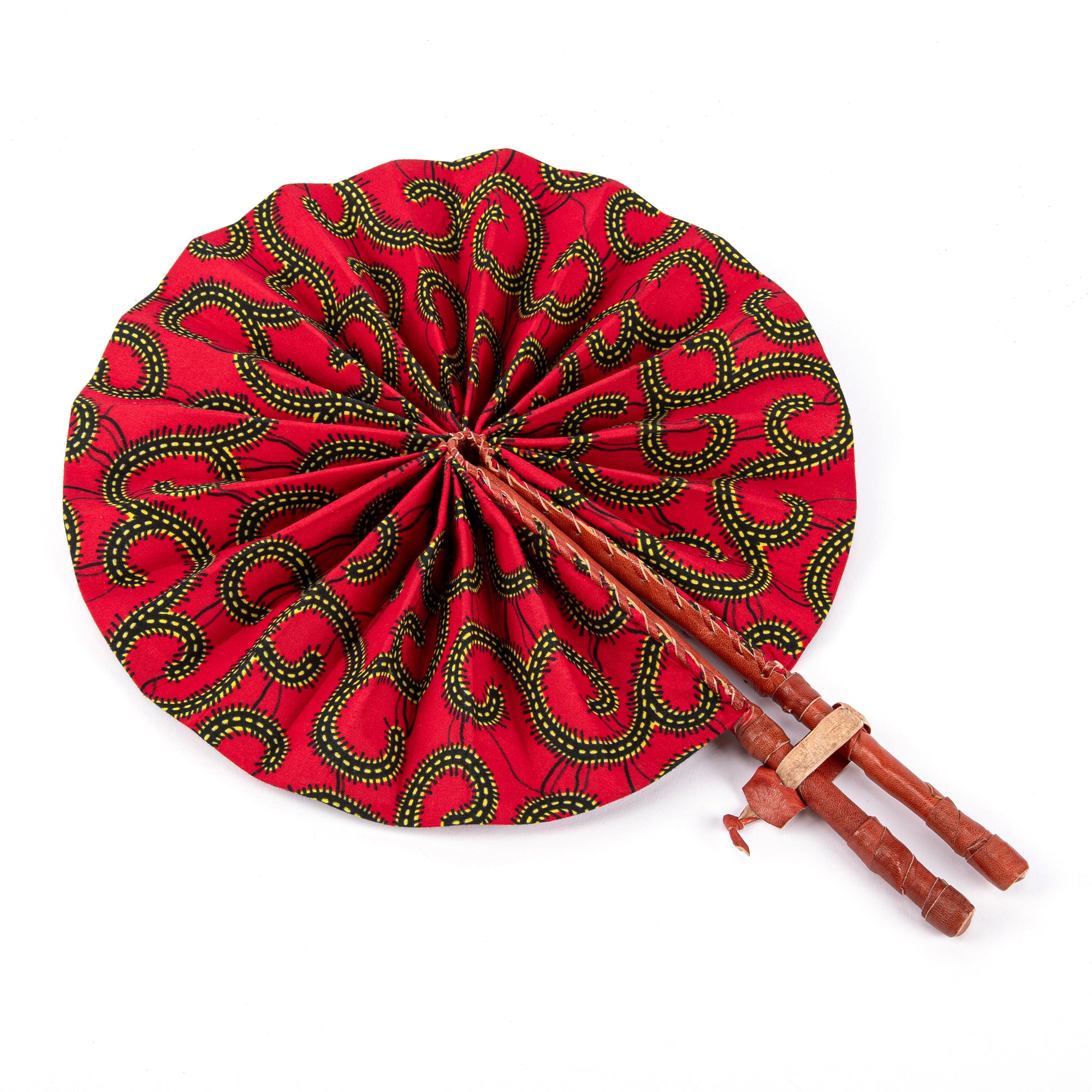 MFRAMA | Red & Yellow Ankara Folding Hand Fan