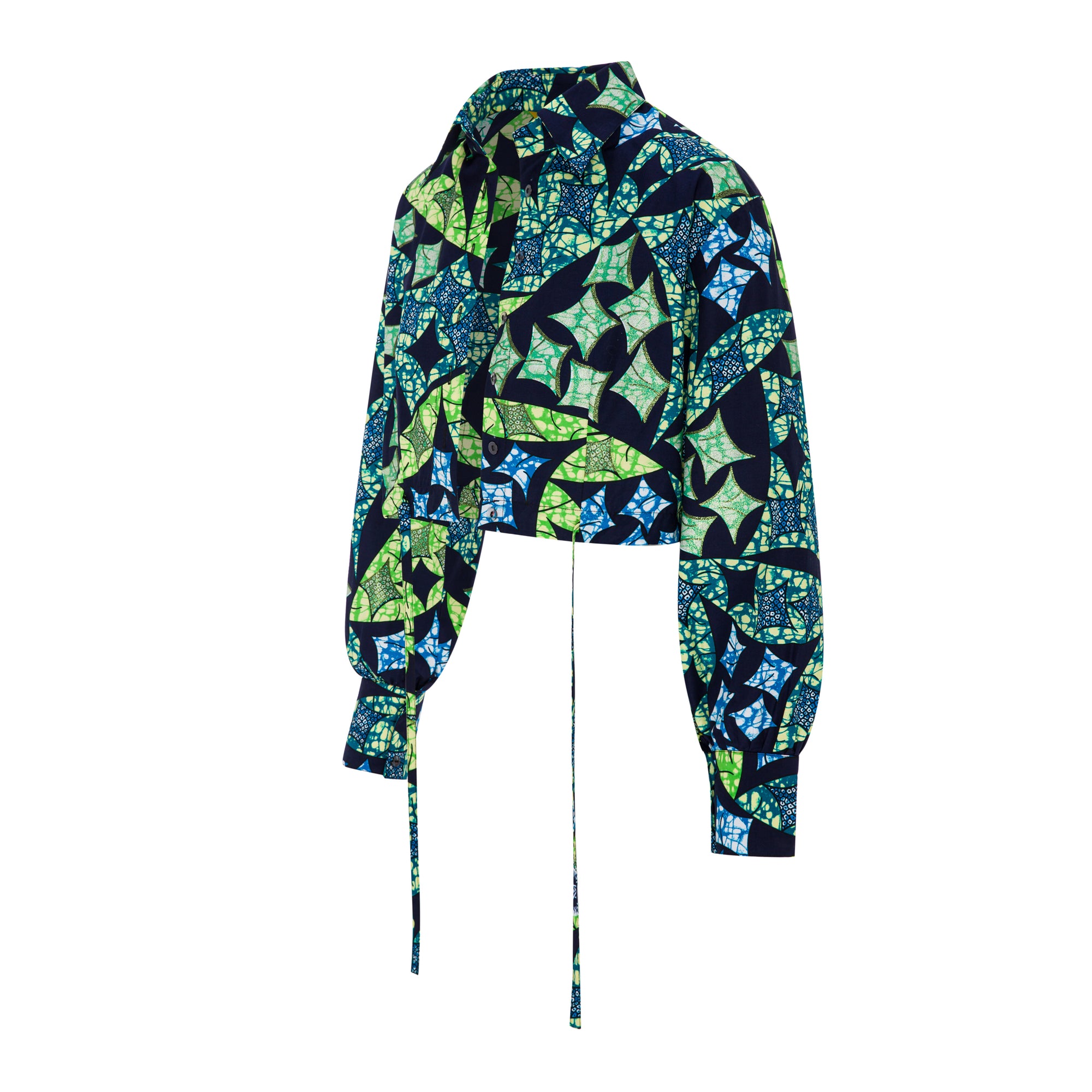 DIJE | Blue Ankara Wax Bolero Crop Jacket