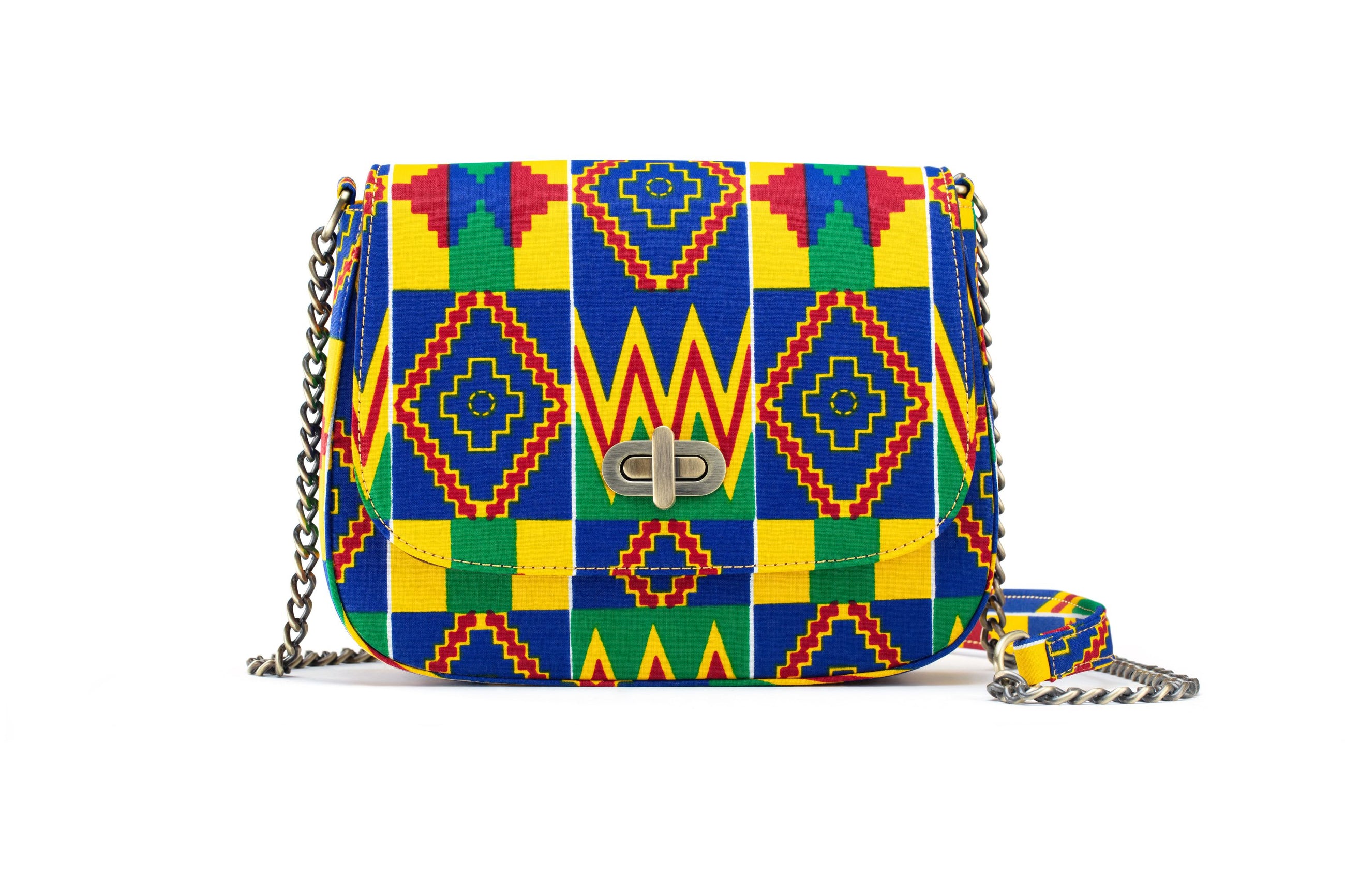 THEMBEKA | Blue Kente Style Ankara Crossbody Bag
