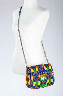 THEMBEKA | Blue Kente Style Ankara Crossbody Bag