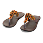 Simba Orange Floral Ladies Maasai Sandals