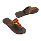 Simba Orange Floral Ladies Maasai Sandals