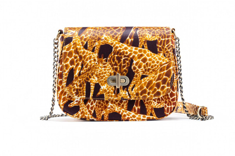 THEMBEKA | Brown Giraffe-Print Ankara Crossbody Bag