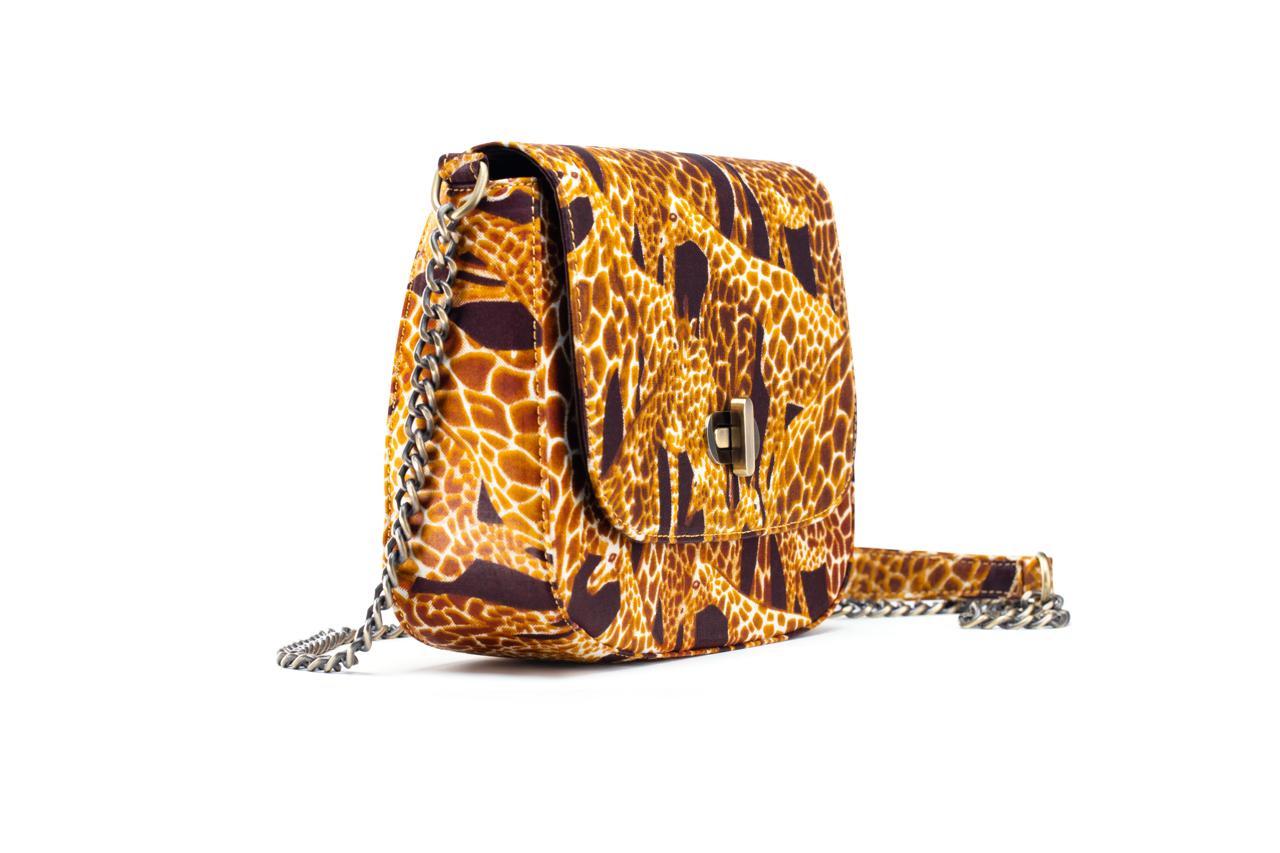 THEMBEKA | Brown Giraffe-Print Ankara Crossbody Bag