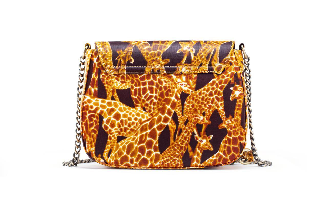 THEMBEKA | Brown Giraffe-Print Ankara Crossbody Bag