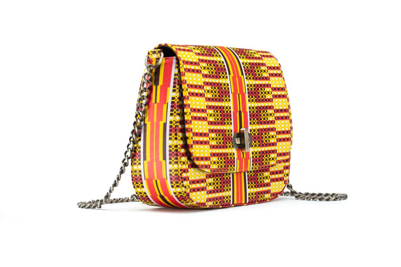 THEMBEKA | Yellow Snakeskin-Print Ankara Crossbody Bag