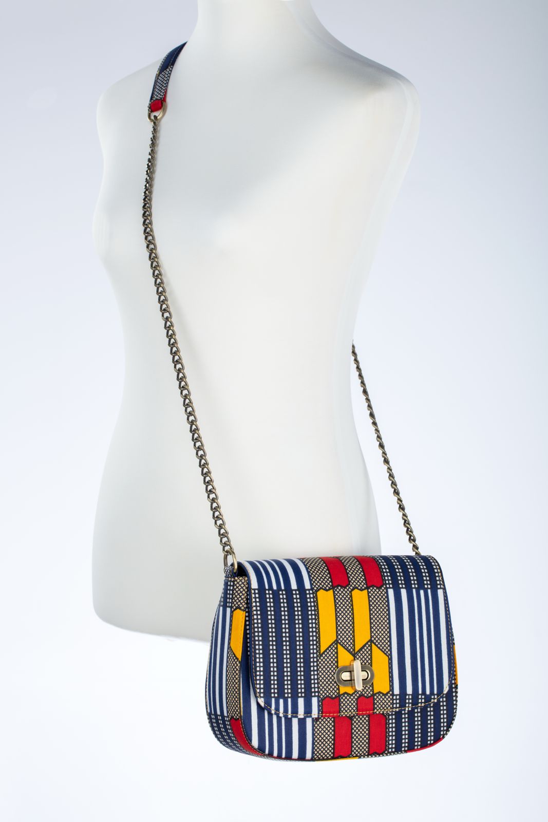THEMBEKA | Blue Kente Style Ankara Crossbody Bag