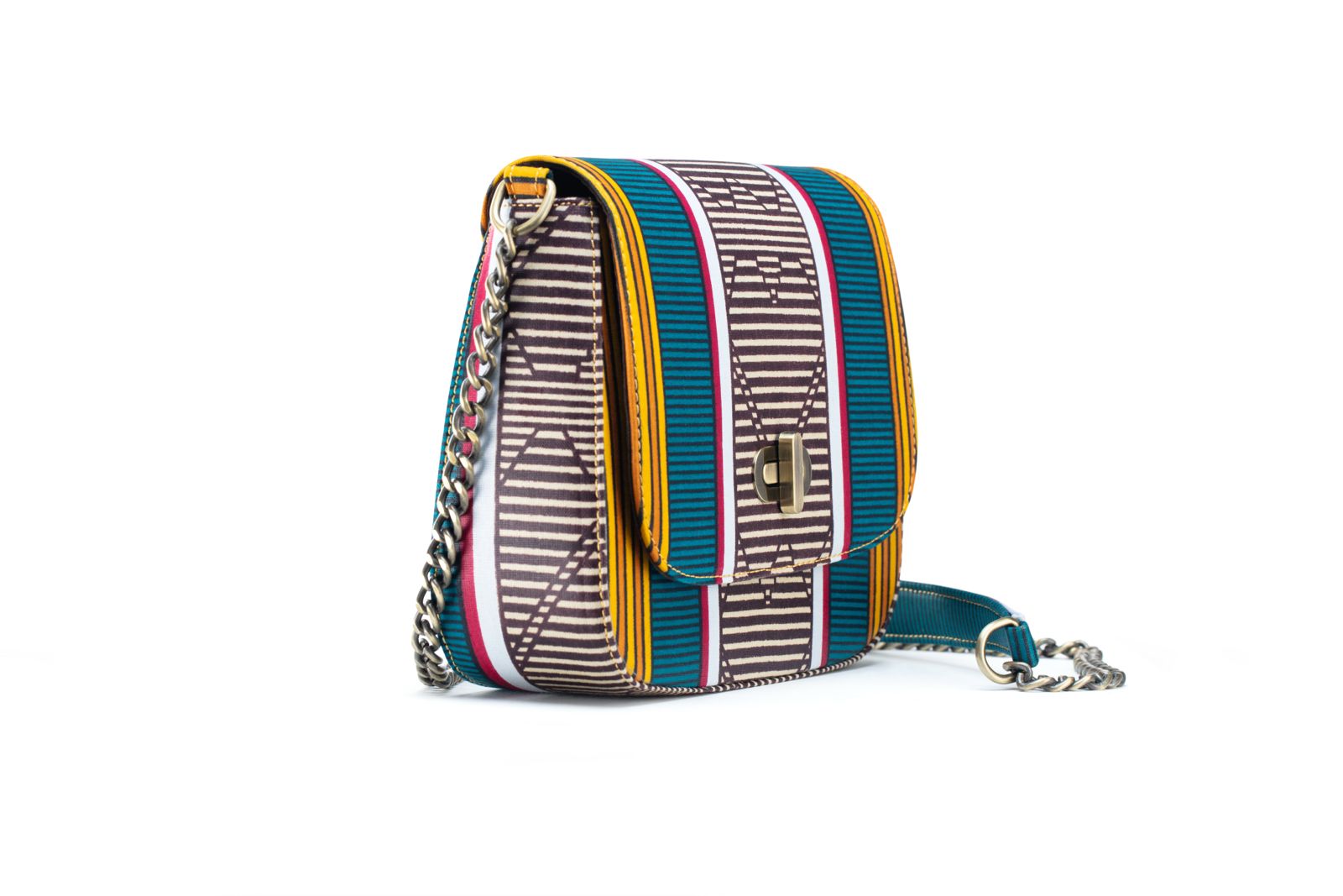 THEMBEKA | Teal Kente Style Ankara Crossbody Bag