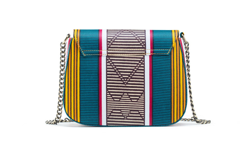 THEMBEKA | Teal Kente Style Ankara Crossbody Bag