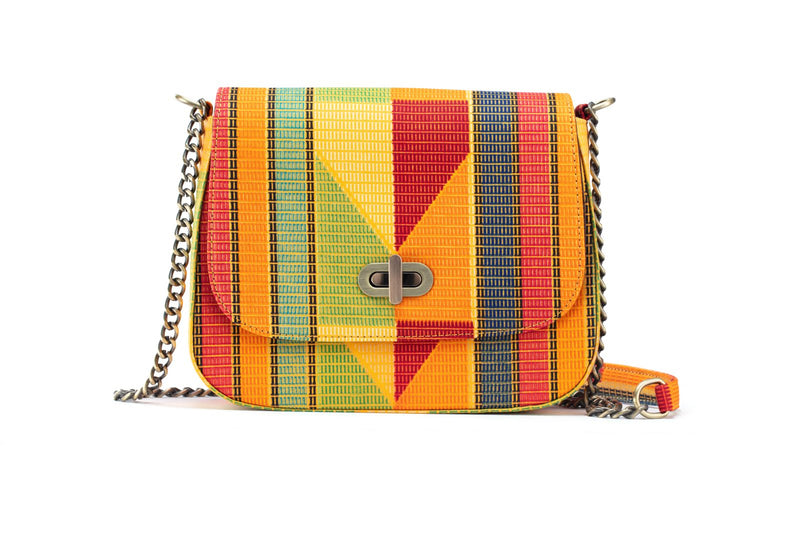 THEMBEKA | Orange Kente Style Ankara Crossbody Bag